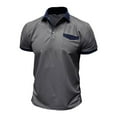 thumbnail image 5 of QUINDOS Collared Shirts for Men Short Sleeve Casual Polo Shirts Pockets Solid Tennis Loose T-shirts, 5 of 7