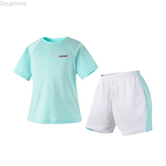 Zecgelong Summer Kid Boys Girls Children Soft Quickly Drying Short Sleeve T Shirt Top Blouse And Shorts Casual Two Piece Outfit Set Girls Casual Set for Girls 9-10 Years