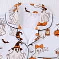 thumbnail image 6 of MEZZALL Women Halloween Print Pajama Set Lapel Collar Button Closure Chest Pocket Short Sleeve Tops With Elastic Waist Shorts Loungewear Sleepwear For Holiday 2 Piece Breathable Pjs, 6 of 9