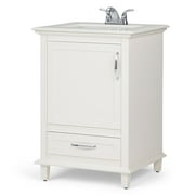 Brooklyn + Max Homer 24 inch Traditional Bath Vanity in Soft White with Bombay White Engineered Quartz Marble Top
