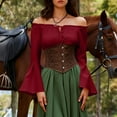 thumbnail image 4 of Soki Womens Renaissance Victorian Peasant Ruffle Smocked Waist Boho Pirate Shirt Blouse Cosplay Costume, 4 of 9