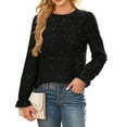 thumbnail image 3 of Mohiass Women Eyelet Long Sleeve Tops Shirts Dressy Hollow Out Crochet Lace Embroidered Blouses 2025 Fashion Cute Going Out Shirts Black M, 3 of 6