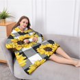 thumbnail image 5 of Oversized Wearable Blanket Hoodie,Black White Gray Checker Sunflower Pattern Sherpa Blanket Hoodie with Super Pockets,Super Warm Fuzzy Pullover for Women & Men, 5 of 6