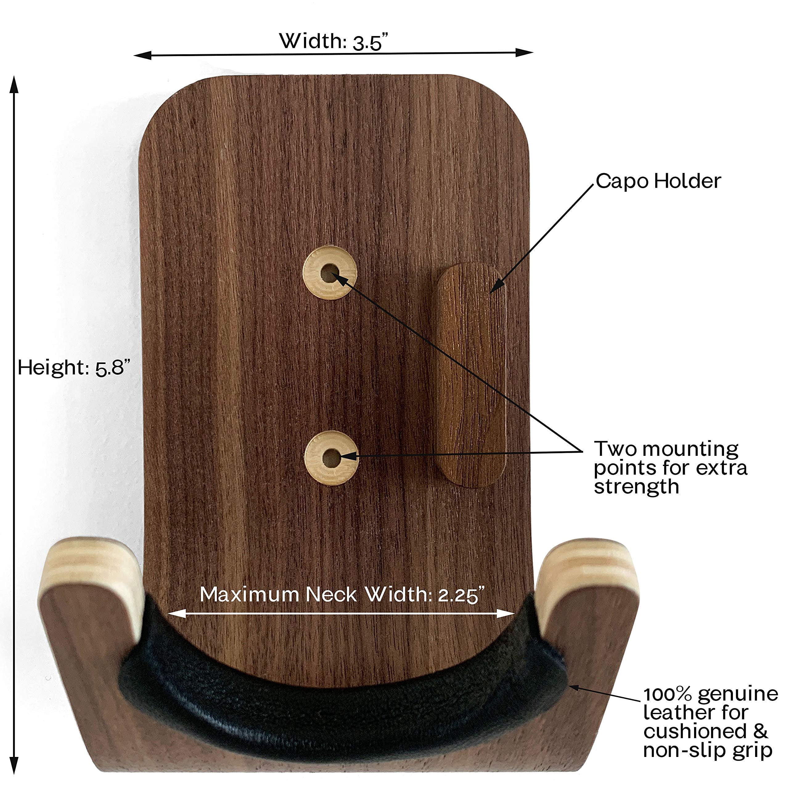 Guitar Wall Mount Hooks 2 Pack: Modern Design Hanger For Storage & Display. Heavy Duty Ply Wood Hook Holder The Wall. Hangers Stand Acoustic Guitars  Ukulele Bass Violin Cello