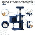 thumbnail image 6 of CL.HPAHKL Modern Small Kittens Condo, 37 In Short Sturdy Cat Tower Scratching Post with Soft Plush Perch Multi-Level Cat Tree House with Funny Toys Pet Play House for Indoor Cats, Navy Blue, 6 of 9
