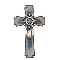 Southwestern Dream Catcher Wall Cross with Feathers – Spiritual Resin Wall Décor – Unique Decorative Cross for Home, Cabin, or Office – Inspirational Wall Art, Religious Gift