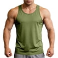 thumbnail image 2 of Men's U-Neck Tank Top for Fitness and Bodybuilding, Solid Color Blank Sleeveless Vest for Summer Training, Workout Base Layer Gym T-Shirt Army Green L, 2 of 8