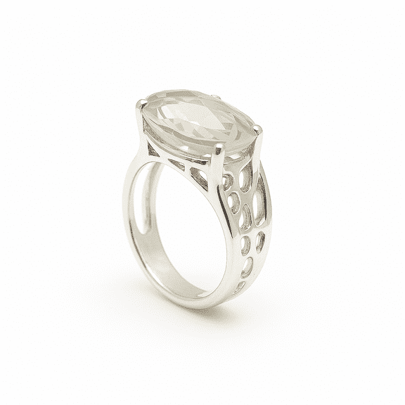 925 Sterling Silver Faceted Green Amethyst Ring US Size 5,6,7,8,9,10 Statement, Gift for Her, Promise , Occasion, Boho,Antique