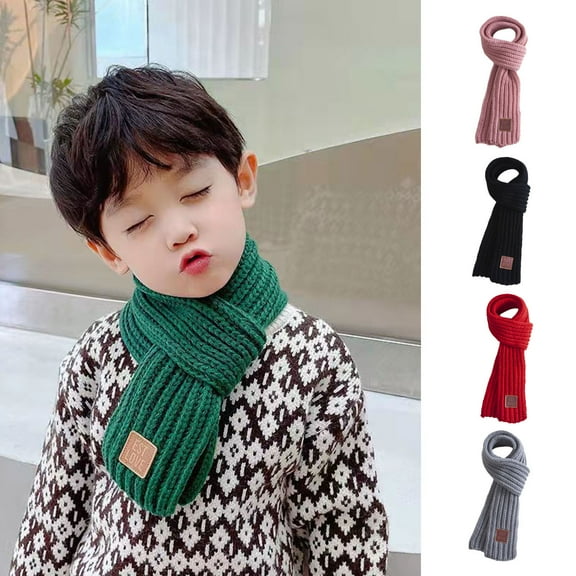 Baby Winter Scarf Knitted Thick Elastic Soft Solid Color Unisex Warm Cold Resistant Anti shrink Neck Children Neck Wrap