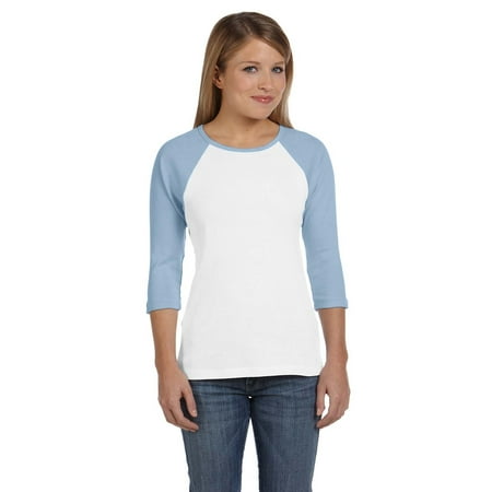 - Bella Tshirt B2000 Women Junior's Rib 3/4 Sleeve Contrast Raglan