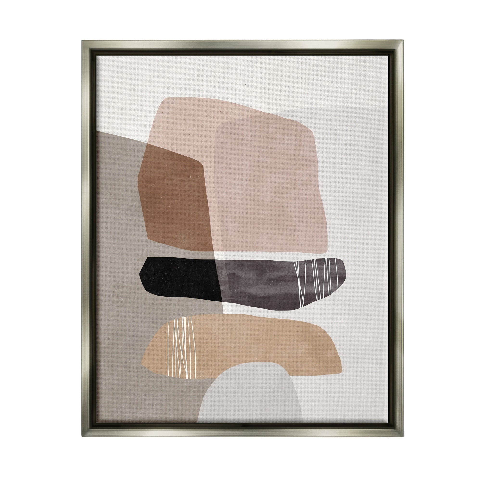 Stupell Industries Abstract Aztec Rock Stone Stack Sculpture Layered Forms Luster Gray Framed Floating Canvas Wall Art, 24x30, by Nina Blue