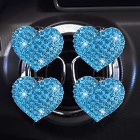 2pcs/Pack Glitter Bling Car Fragrance Crystal Sunflower Car Diffuser Air Freshener with Vent Clip (4 pcs Heart sky Blue)