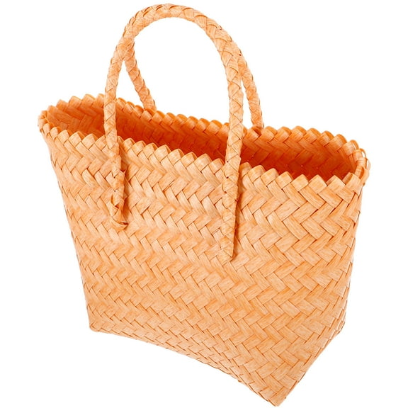 Hemoton Large Woven Handbag, Plastic Beach Rattan Bag Straw Tote Handbag Travel Boho Beach Bags Woven Tote Bag Purse for Summer Travel Beach