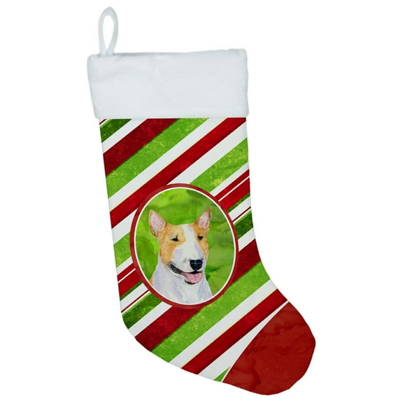 Carolines Treasures SS4565-CS Bull Terrier Winter Snowflakes Christmas Stocking SS4565 Large multicolor