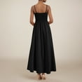 thumbnail image 2 of vigerkar Womens 2025 Summer Dress Casual Sleeveless Spaghetti Strap Smocked Ruffle Beach Long Maxi Dress with Pockets Black, M, 2 of 6