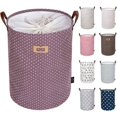 thumbnail image 1 of Cestas organizadoras grandes de 19 pulgadas para guardar ropa, cestas de lavandería con cordón, bolsa de lavandería plegable, cestas de lavandería plegables de gran capacidad (morado, L), 1 of 5