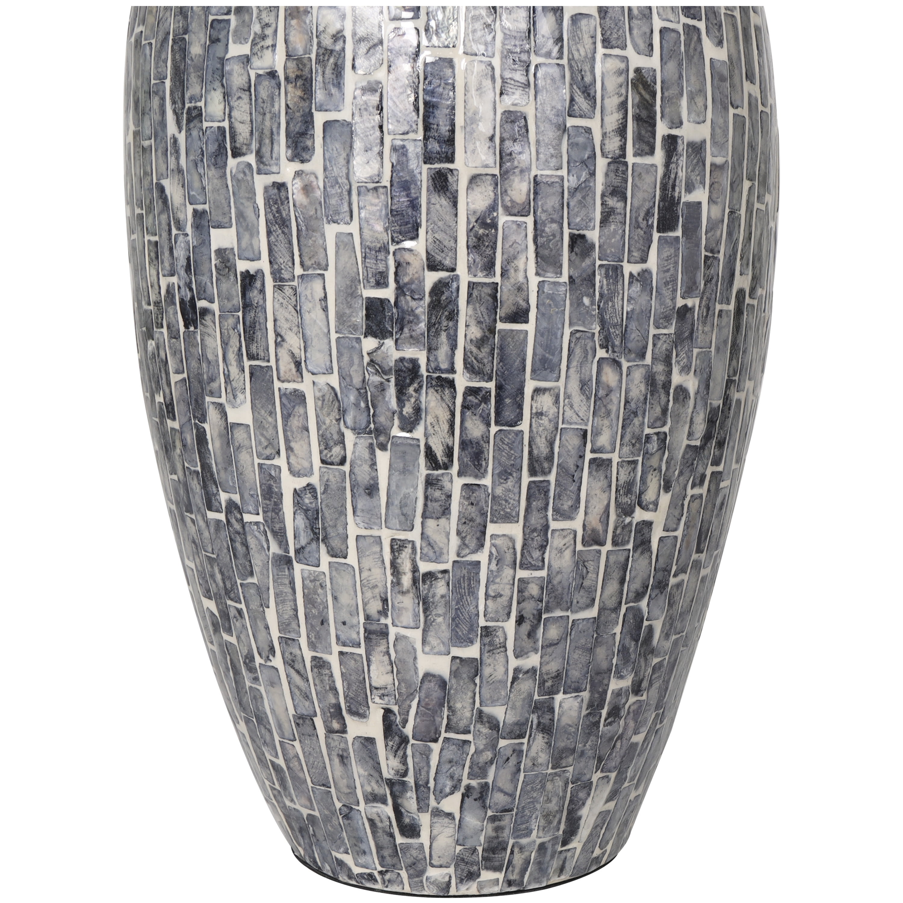 DecMode 15" Handmade Mosaic Inspired Gray Mother of Pearl Vase
