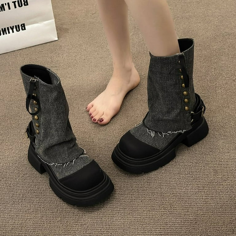 Denim platform clearance boots