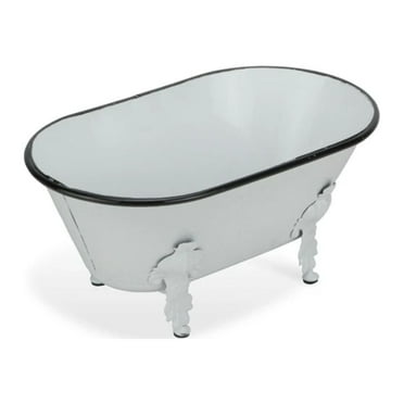 Contemporary Home Living 10" White and Black Metal Bathtub Tabletop Decoration
