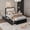 Black, variant on Velvet Platform Bed Frame with Wave Shaped Headboard, RGB LED Lights, 2 Storage Drawers and Pull Out Trundle Bed