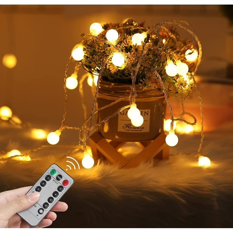 SESSLIFE LED Battery Operated Lights, 20ft 40 Led Globe Ball String Lights,  Warm White Christmas Lights, Remote Control Fairy String Lights Festival  Indoor Outdoor Decoration, TE1474 