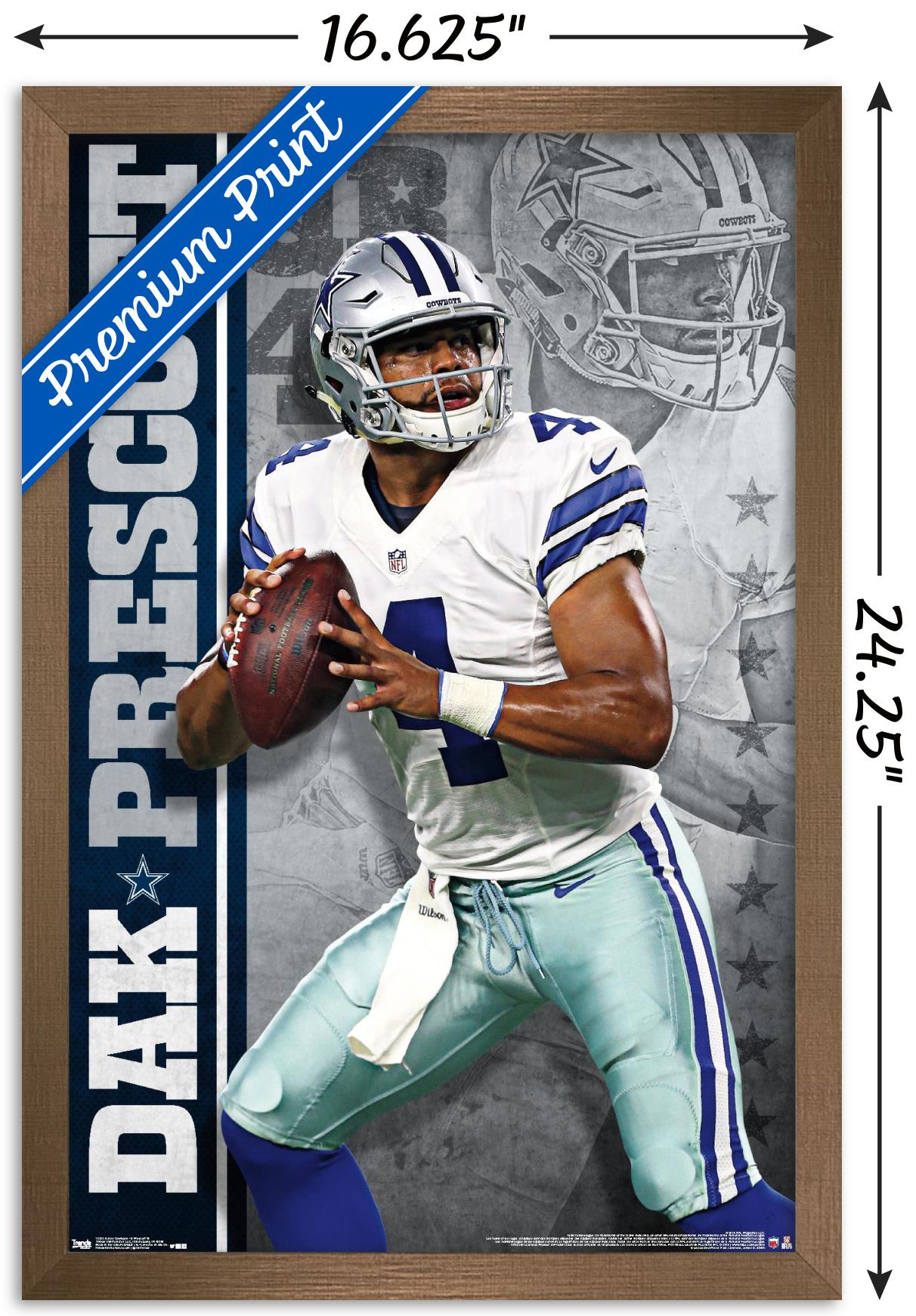 NFL Dallas Cowboys - Dak Prescott 16 Wall Poster, 14.725" x 22.375", Framed