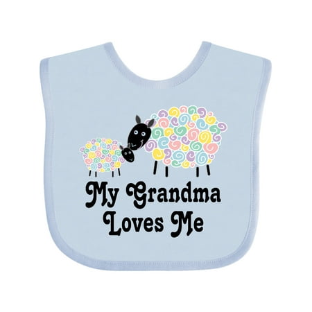 

Inktastic My Grandma Loves Me Sheep Lamb Childs Gift Baby Boy or Baby Girl Bib