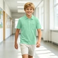 thumbnail image 7 of Boys' School Uniform Short Sleeve Polo Shirt Button Closure Moisture Wicking Performance Material, 7 of 7