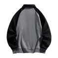 thumbnail image 2 of Fgnfyis Autumn Men's Lapel Hoodie Loose Splicing Long Sleeve Velvet Hoodie Shirt Mens Sweatshirt Black S, 2 of 4