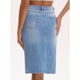 thumbnail image 4 of DARING DIVA Women's Jean Back Slit Stretch Below Knee Length Denim Skirts S Light Blue, 4 of 7