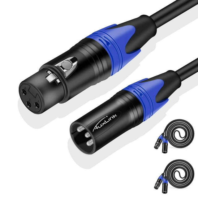 Cable XLR AuxLink XLR, micrófono macho a hembra, 8 m, paquete de 2