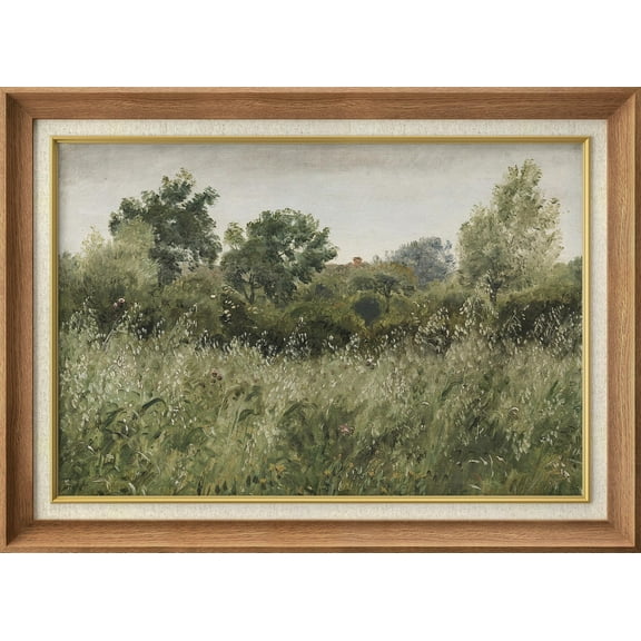 IDEA4WALL Premium Frame Wall Art Sage Green Forest Tree FLower Field Landscape Print Nature Wilderness Fine Art Farmhouse Floral Botanical Wall Decor for Living Room, Office - 26"x36" Natural