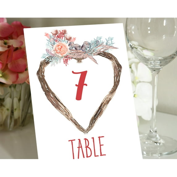 Darling Souvenir Elegent Table Numbers Floral Wreath Table Top Cards Wedding Decorative-4" x 6" (1 to 50)