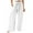 White, variant on Women's Jeans High Waisted Wide Leg Flowy Culottes Pants Drawstring Elastic Comfy Loose Relaxed Fit Comfortable Trousers Army Green L