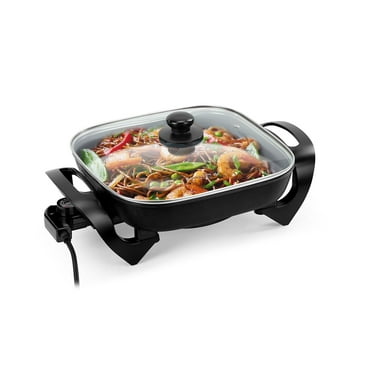 Holstein Housewares 12-Inch Electric Skillet and Frying Pan with Glass Lid, Non-Stick Coating, Temperature Control with Removable Heating Probe, Black