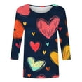 thumbnail image 4 of Outfmvch oversized tshirts for women workout tops for women Love Heart Grahic Valentines Day Shirts 3/4 Sleeve Pullover Blouse heart sweater for women Three Quarter Sleeve Valentines Tops Grey 1 L, 4 of 4