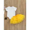 thumbnail image 4 of Newborn Baby Girls Sweet Clothes Sets, Sunflower Letter Print Short Sleeve Romper + Bow Layered Mesh Tutu Skirt Outfits, 4 of 8
