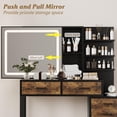 thumbnail image 3 of Danolapsi Vanity Desk,Makeup Vanity Desk with Sliding Mirror and Charging Station,LED Light with 3 Lighting Modes,5 Large Drawers,and 3 Tiers of Open Shelves(ship in 2 boxes), 3 of 7