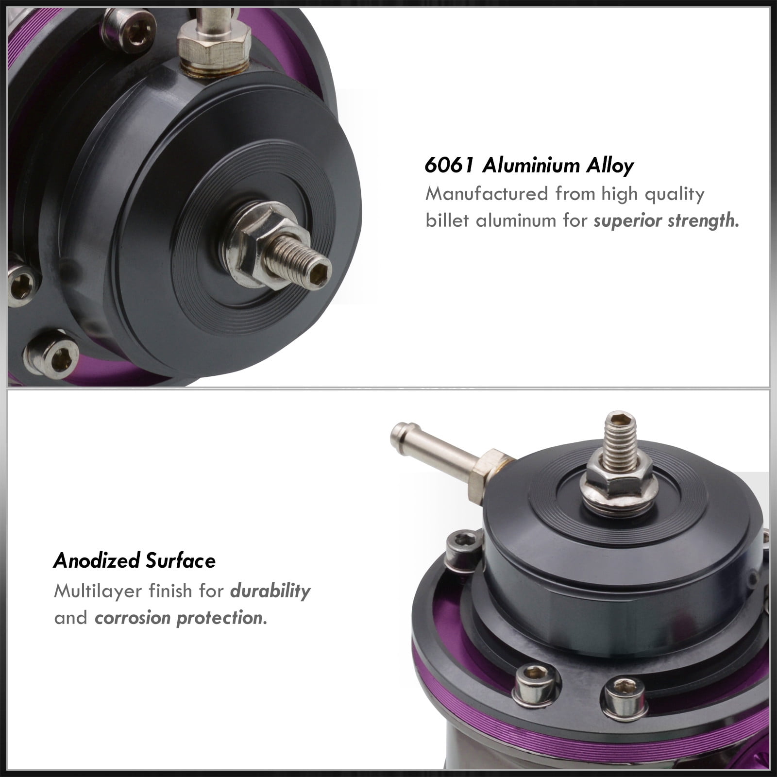 AJP Distributors Performance Upgrade Racing JDM Universal Purple Lip Aluminum Billet Turbo Turbocharger Recirculate Air Boost Adjustable PSI Blow Off Valve BOV Type-FV