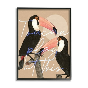 Stupell Industries Toucan Play at This Funny Phrase Tropical Birds, 24 x 30,Design by Daphne Polselli
