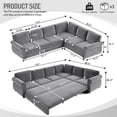 thumbnail image 2 of 118'' Pull Out Couch, Convertible Sleeper Sofa Bed, Upholstered Sectional Sofa, Chenille L-Shaped Couch with Nailhead Trim, Modern Sectional Couches for Living Room, Apartment, Light Grey, 2 of 11
