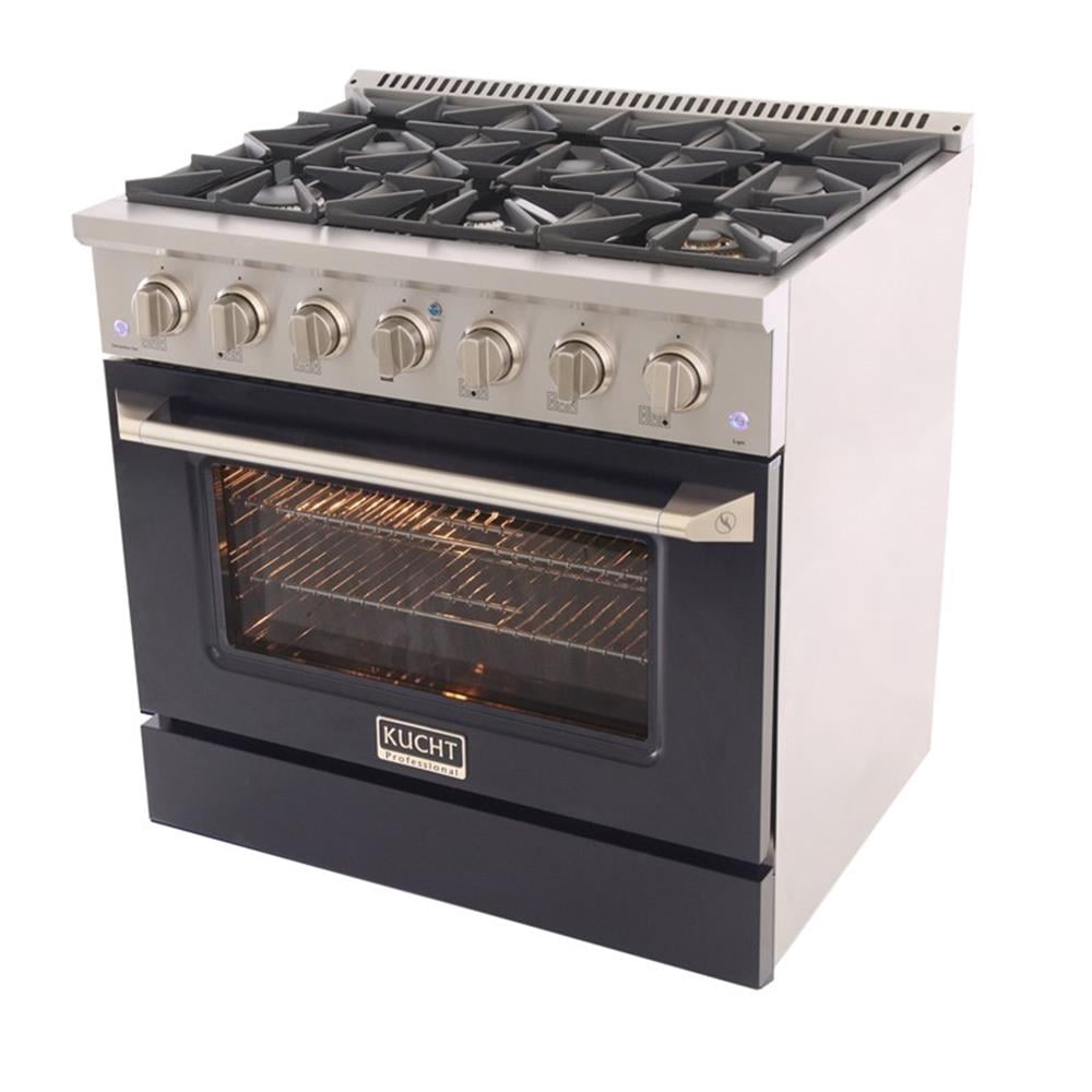 Pemberly Row 36" 5.2 cu. ft Dual Fuel Range Natural Gas Sealed Burners in Black