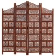 thumbnail image 5 of vidaXL Hand carved 4-Panel Room Divider Brown 160x165 cm Solid Mango Wood, 5 of 5