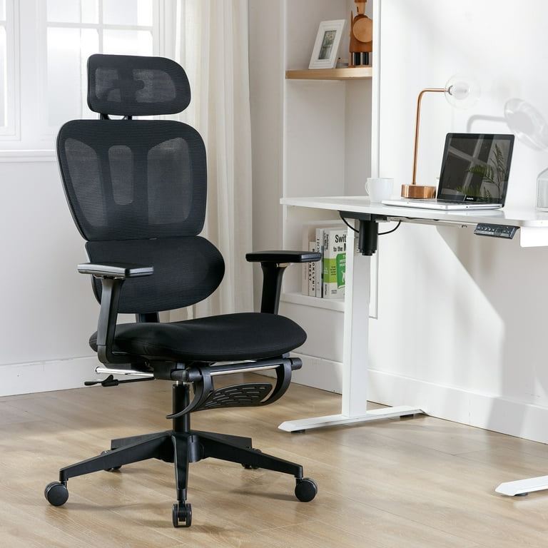 URRED Ergonomic Office Chair Mesh with Foldable Backrest, Mesh Home Office Computer Task Desk Chairs with Adjustable Arms and 360 Degree Universal