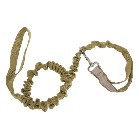 Unique Bargains Dog Leash Double Handle Elastic Reflective Rope for Coffee Color Length 110-160cm Diameter 0.98 Inch