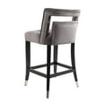 thumbnail image 6 of Counter Height Bar Stools Set of 2, Suede Velvet Upholstered Barstools with Nailheads and Solid Wood Legs, Leisure Bar Chairs for Kitchen Dining Room Pub, 26 Inch Seater Height, Grey, 6 of 7