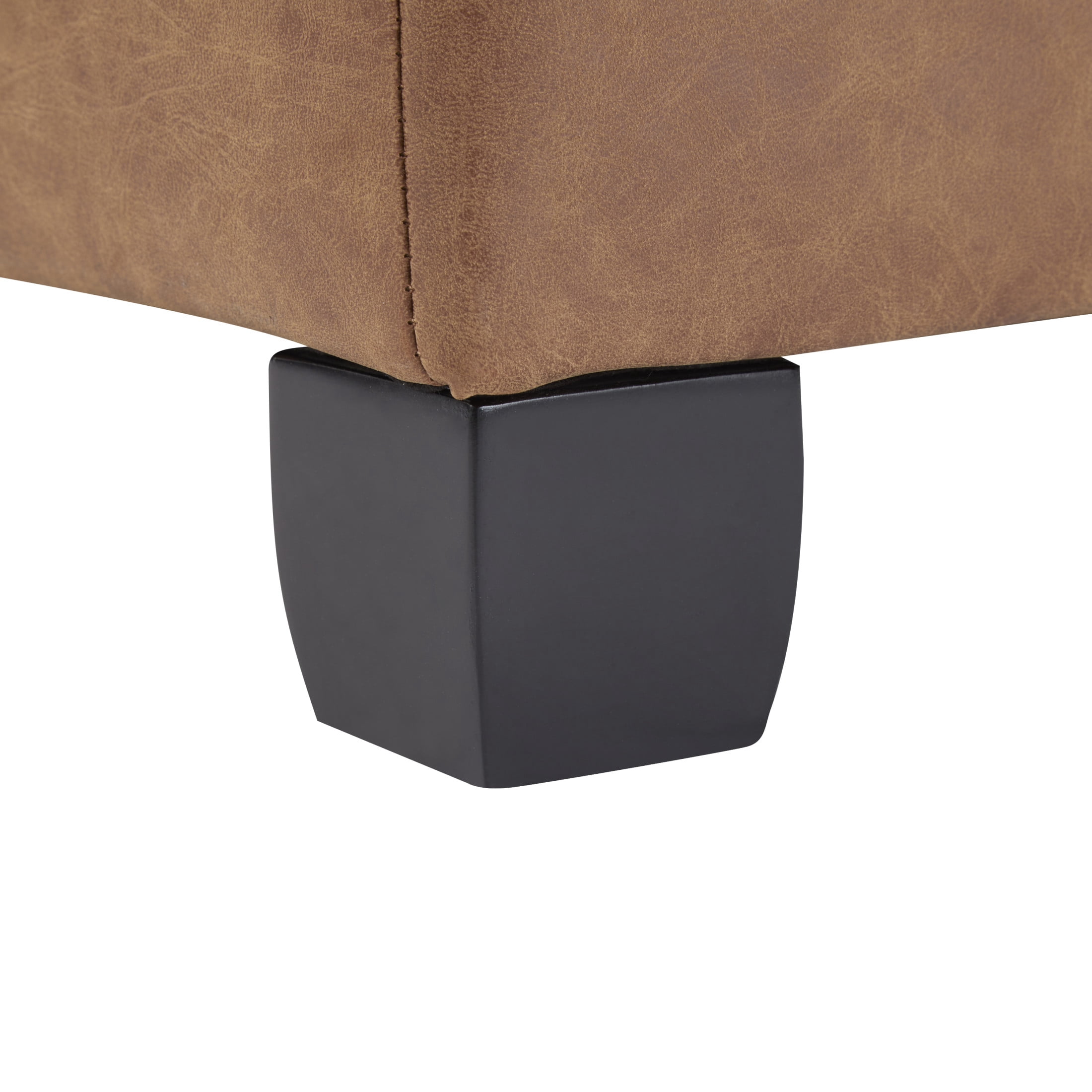 Christopher Knight Home 35" Square PU Leather Storage Ottoman, Lift-Top Footrest, Tufted Waffle Stitch, Brown