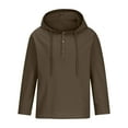 thumbnail image 4 of Alkepwun Hoodies for Men Cotton Linen Long Sleeve Shirt Drawstring Lightweight Hooded Henley Shirts Hoodies Pullover Sweatshirt Casual Beach Shirt Tops, 4 of 6