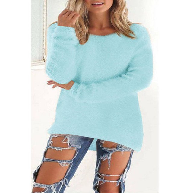 Chandail en Molleton Duveteux d'Hiver pour Femmes, Chandail Simple, Hauts, Blouse