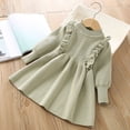 thumbnail image 6 of Karoyedx Dresses for Kids Girl's Sweater Dress Puff Long Sleeve Casual Cable Knit Pullover Fall Dresses Green Size,4-5 Years, 6 of 6
